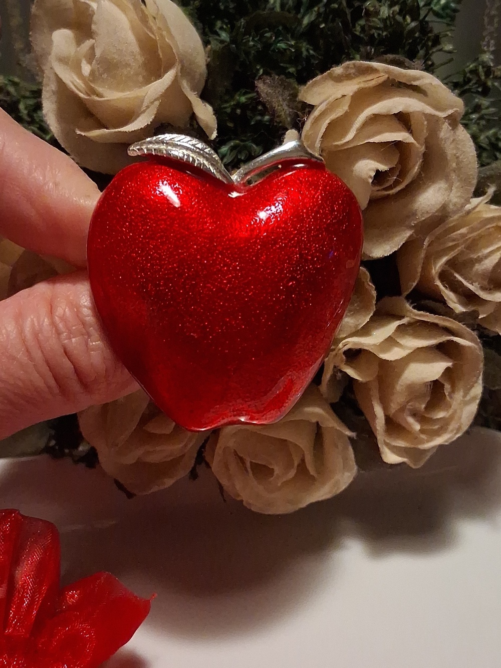 Red 'Apple' Teacher Appreciation 2.75" Brooch